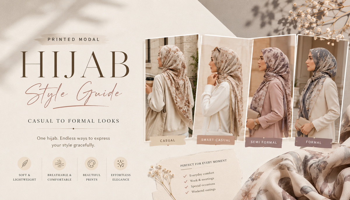 Printed modal hijab style guide: casual to formal looks!