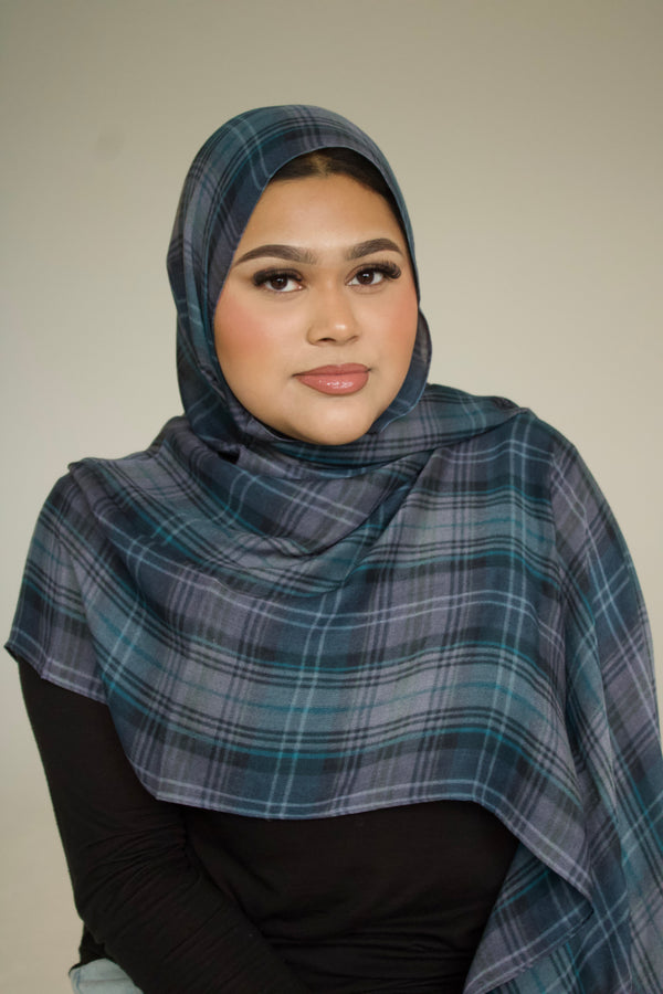 Dusty Denim Printed Bamboo Modal Hijab
