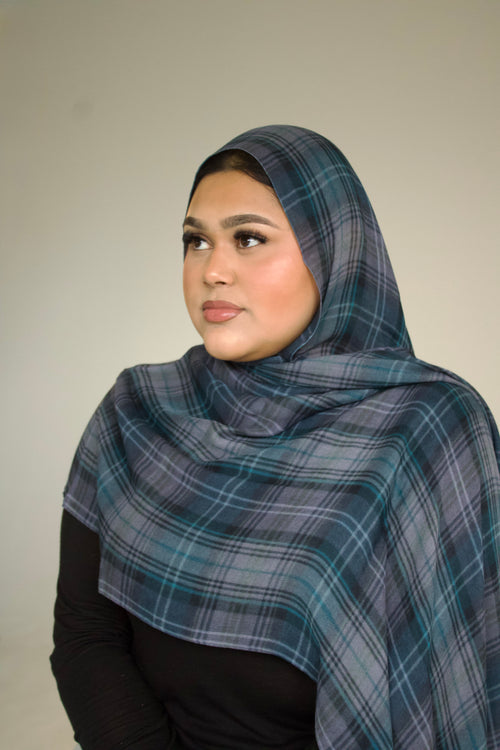 Dusty Denim Printed Modal Hijab