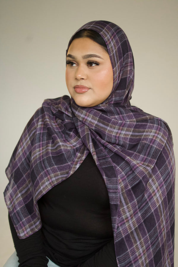 Dusty Plum Printed Bamboo Modal Hijab